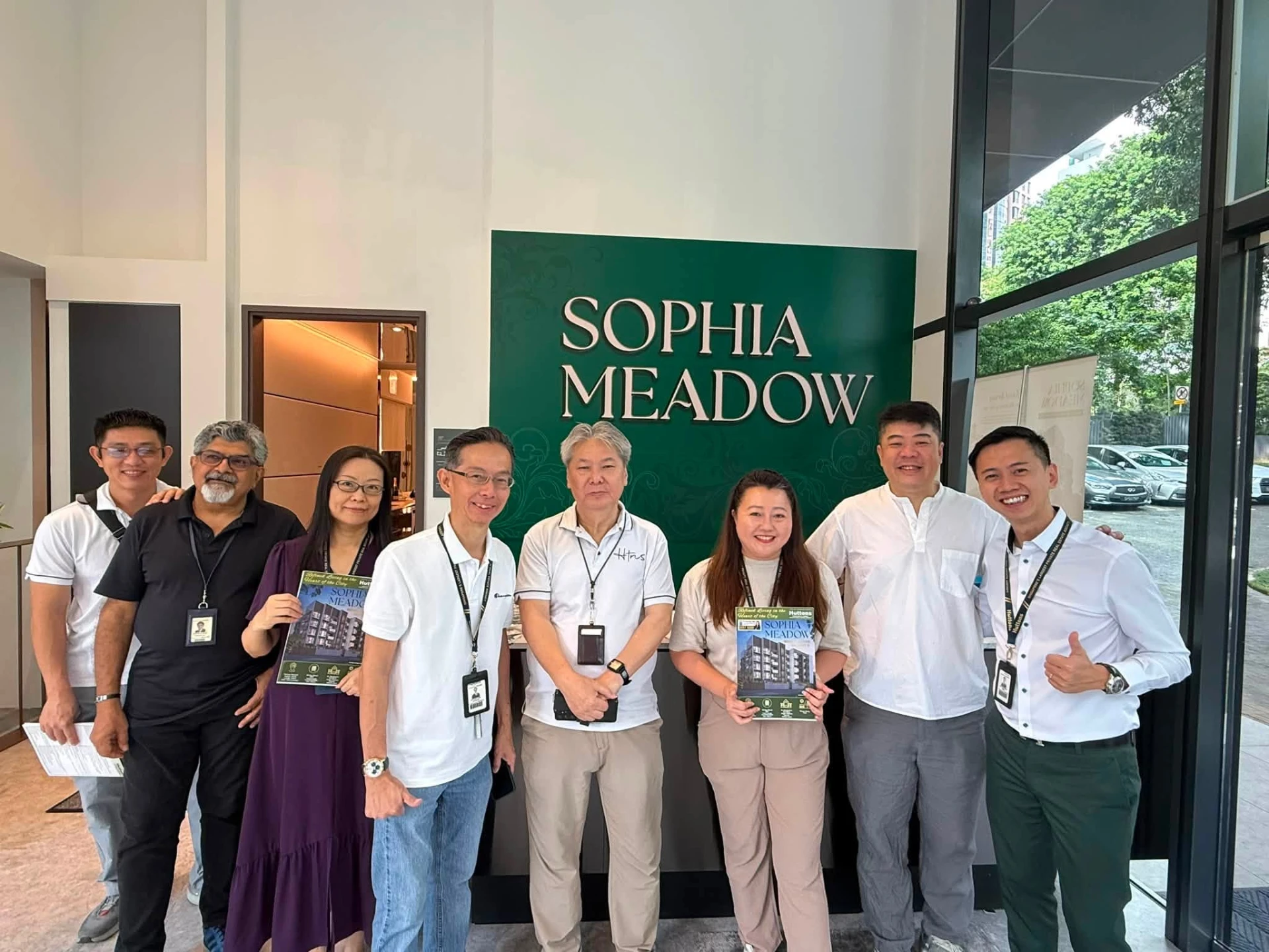Fendy Lee with colleagues at the Sophia Meadow showflat